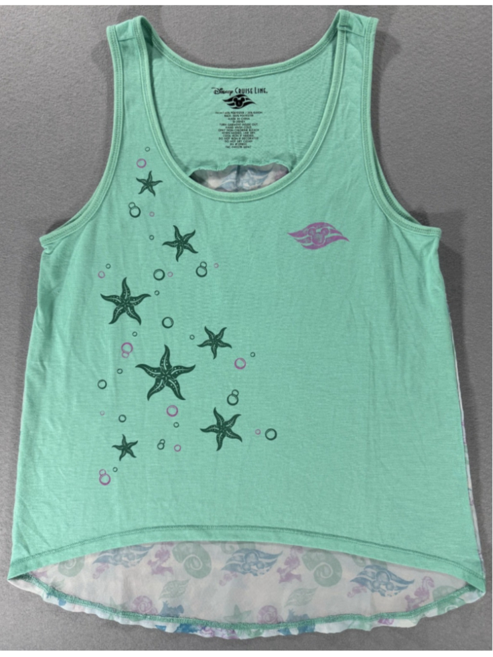 Disney Cruise Line Starfish Graphic Tank Top Large Aqua Marine